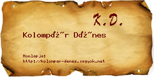 Kolompár Dénes névjegykártya